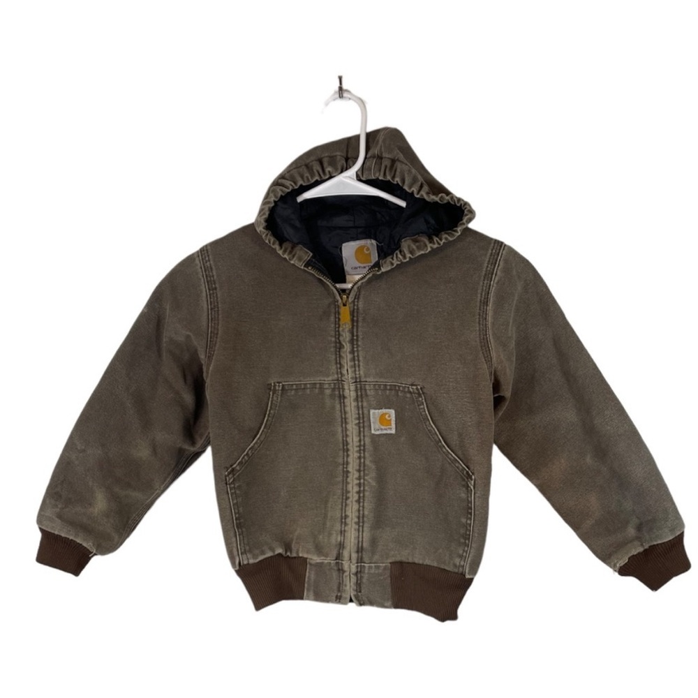 Vintage Youth Carhartt Insulated Jacket Y06CHT Sz Small Brown Boy's Hooded